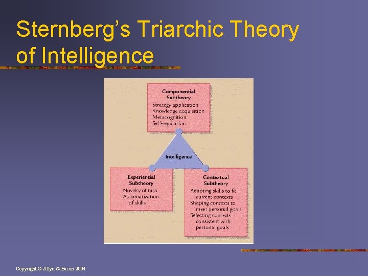 Sternberg’s Triarchic Theory of Intelligence Copyright © Allyn & Bacon 2004 