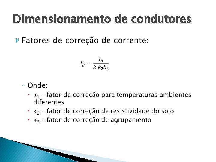 Dimensionamento de condutores 