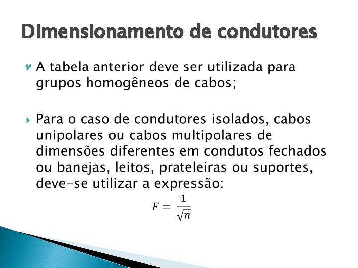 Dimensionamento de condutores 