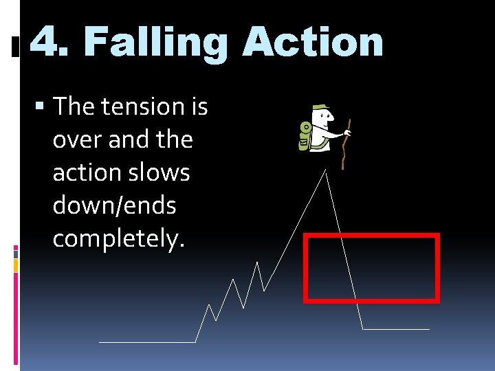 4. Falling Action The tension is over and the action slows down/ends completely. 