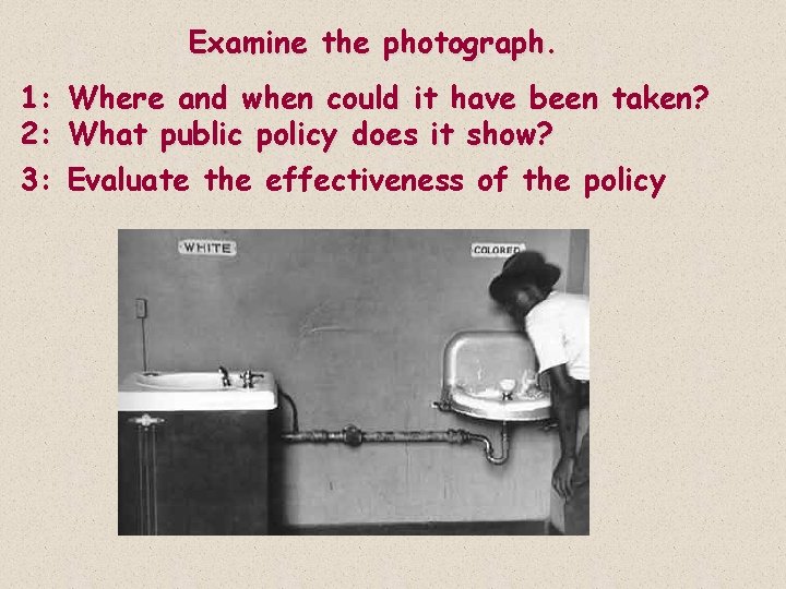 Examine the photograph. 1: Where and when could it have been taken? 2: What