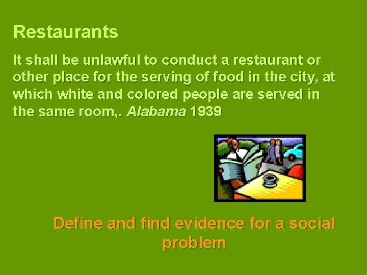 Restaurants It shall be unlawful to conduct a restaurant or other place for the