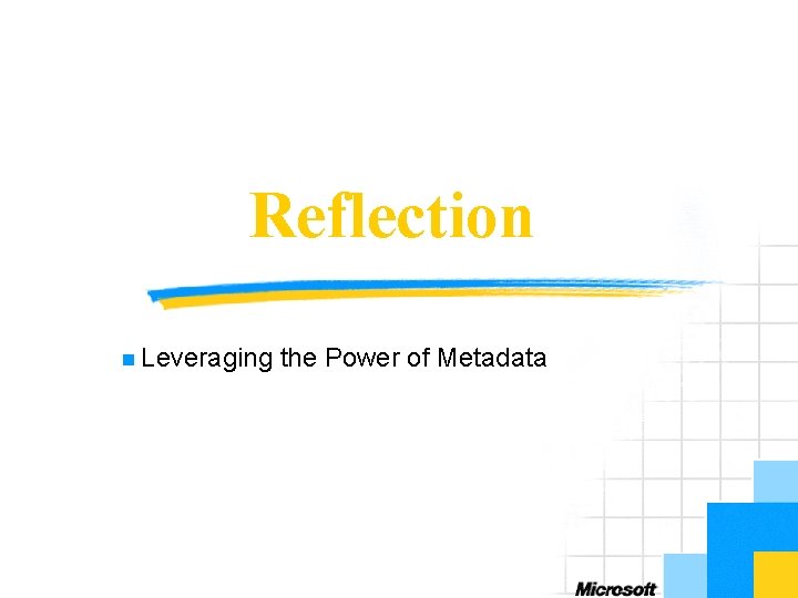 Reflection n Leveraging the Power of Metadata 