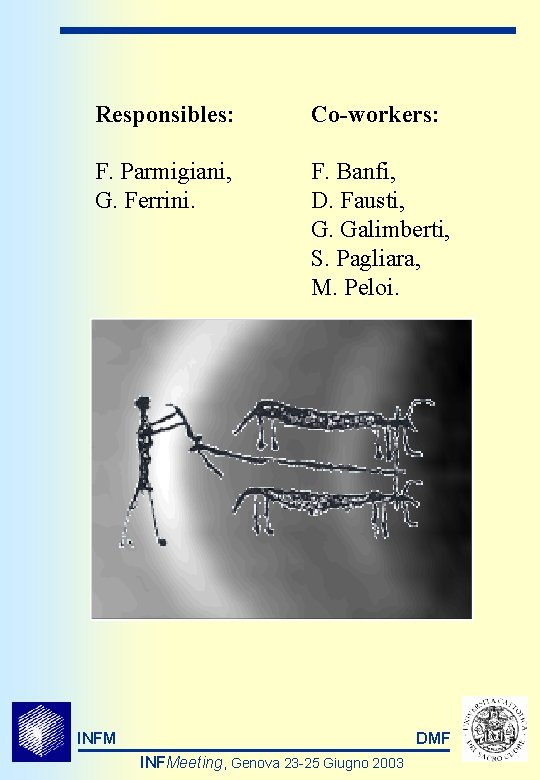 Responsibles: Co-workers: F. Parmigiani, G. Ferrini. F. Banfi, D. Fausti, G. Galimberti, S. Pagliara,