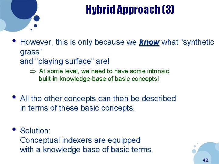 Hybrid Approach (3) • However, this is only because we know what “synthetic grass”