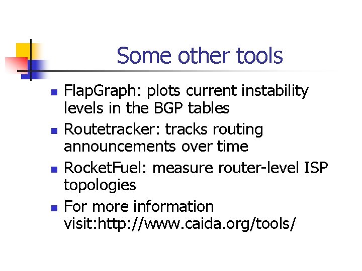 Analysis of BGP Routing Tables Ayesha Gandhi Routing