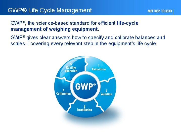 GWP® Life Cycle Management GWP®, the science-based standard for efficient life-cycle management of weighing