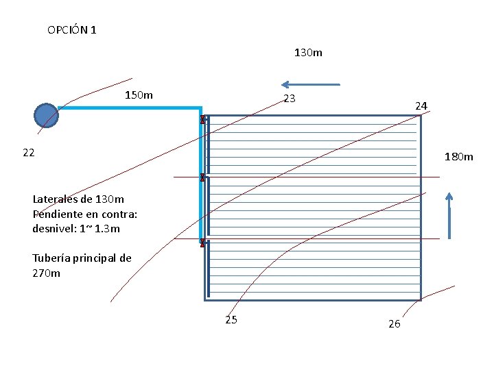 OPCIÓN 1 130 m 150 m 23 24 22 180 m Laterales de 130