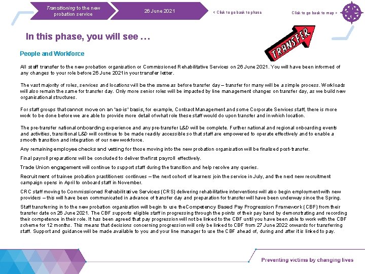 Transitioning to the new probation service 26 June 2021 < Click to go back