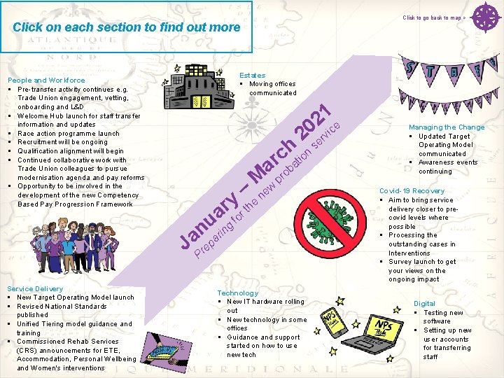 Click to go back to map > Click on each section to find out