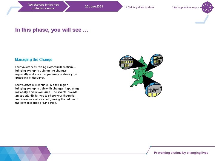 Transitioning to the new probation service 26 June 2021 In this phase, you will