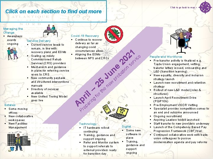 Click to go back to map > Click on each section to find out