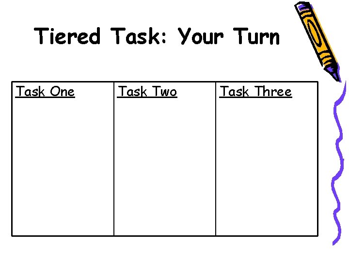 Tiered Task: Your Turn Task One Task Two Task Three Tiered Task: Your Turn Task One Task Two Task Three