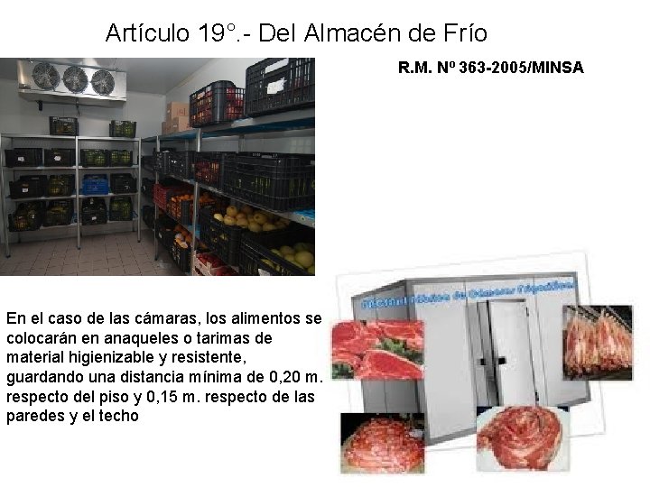 Artículo 19°. - Del Almacén de Frío R. M. Nº 363 -2005/MINSA En el Artículo 19°. - Del Almacén de Frío R. M. Nº 363 -2005/MINSA En el