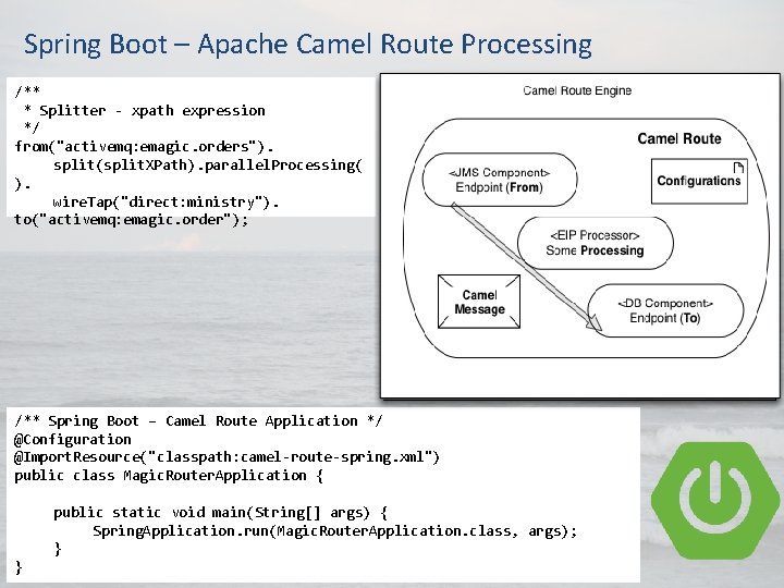 Spring Boot – Apache Camel Route Processing /** * Splitter - xpath expression */ Spring Boot – Apache Camel Route Processing /** * Splitter - xpath expression */