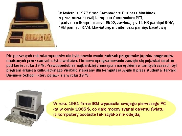 W kwietniu 1977 firma Commodore Business Machines zaprezentowała swój komputer Commodore PET, oparty na