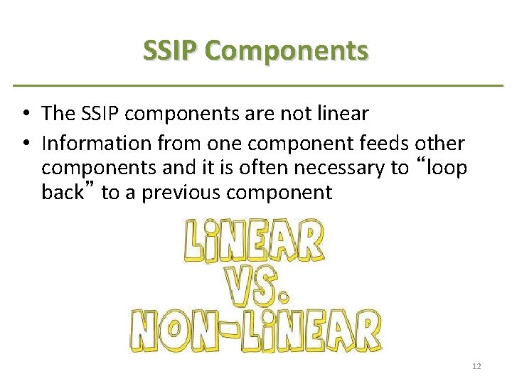 SSIP Components • The SSIP components are not linear • Information from one component SSIP Components • The SSIP components are not linear • Information from one component