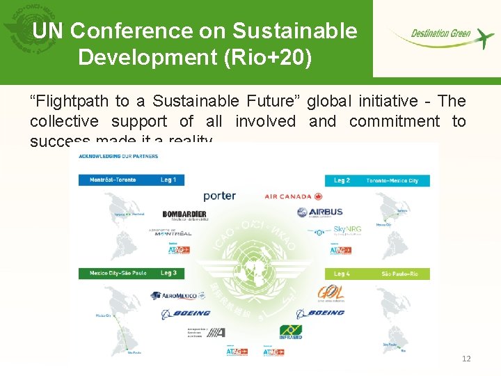 UN Conference on Sustainable Development (Rio+20) “Flightpath to a Sustainable Future” global initiative -