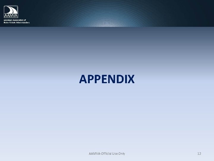 APPENDIX AAMVA-Official Use Only 12 