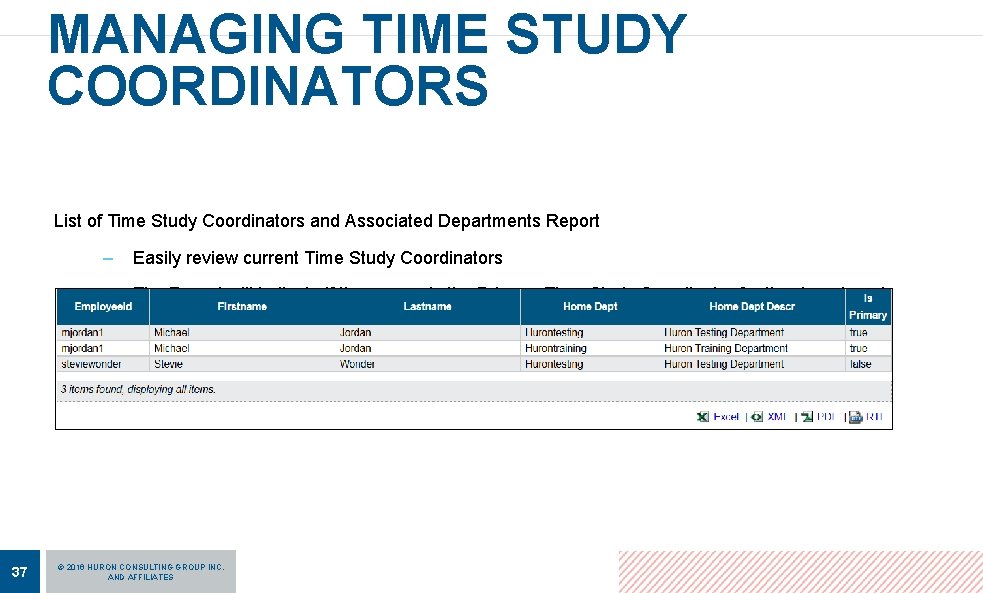 MANAGING TIME STUDY COORDINATORS List of Time Study Coordinators and Associated Departments Report 37