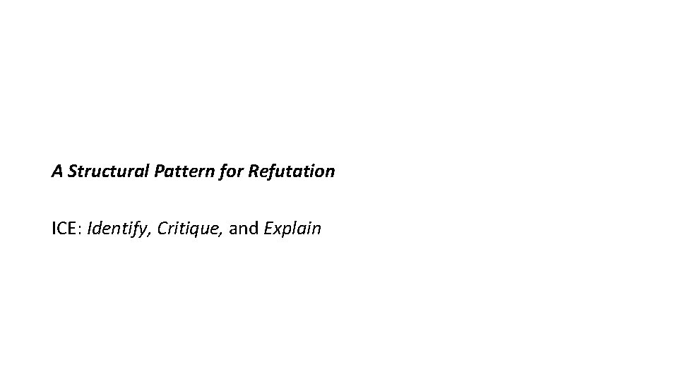 A Structural Pattern for Refutation ICE: Identify, Critique, and Explain 