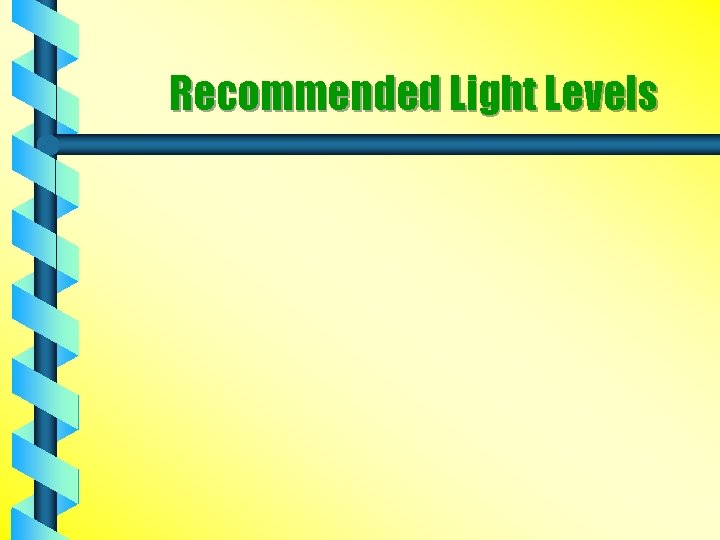 Recommended Light Levels 