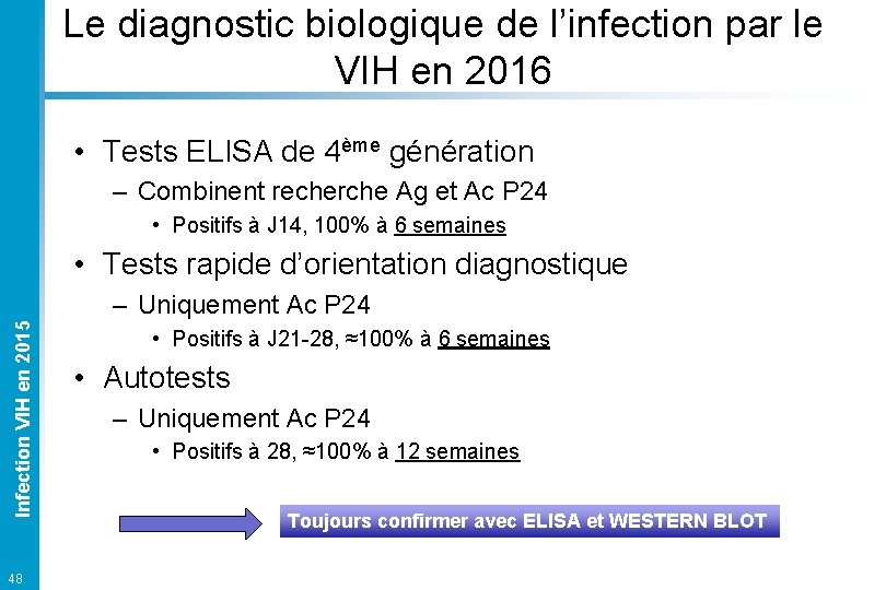 Le diagnostic biologique de l’infection par le VIH en 2016 • Tests ELISA de