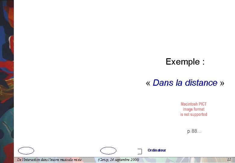 Exemple : « Dans la distance » p. 88… Ordinateur De l'interaction dans l'œuvre