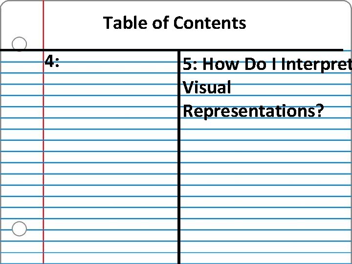 Table of Contents 4: 5: How Do I Interpret Visual Representations? 