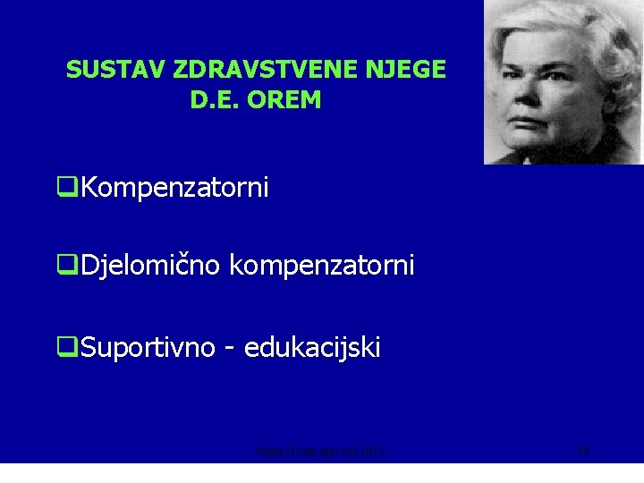 SUSTAV ZDRAVSTVENE NJEGE D. E. OREM q. Kompenzatorni q. Djelomično kompenzatorni q. Suportivno -