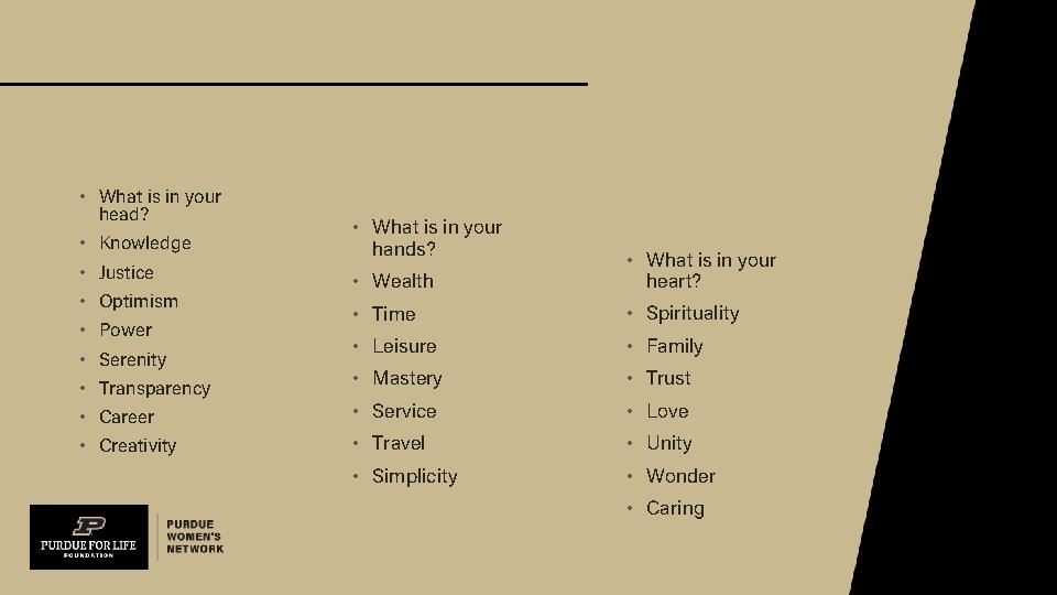  • What is in your head? • Knowledge • What is in your
