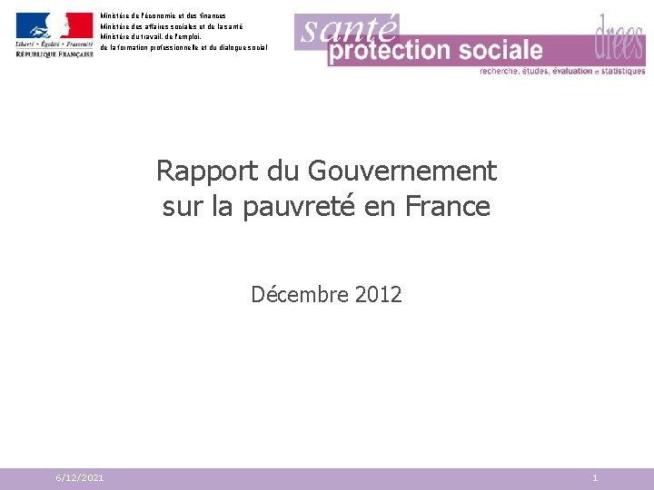 Ministère de l'économie et des finances Ministère des affaires sociales et de la santé