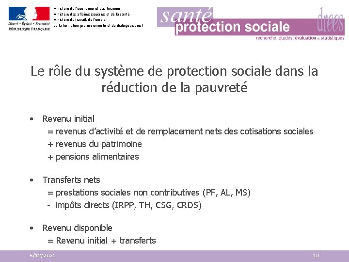 Ministère de l'économie et des finances Ministère des affaires sociales et de la santé