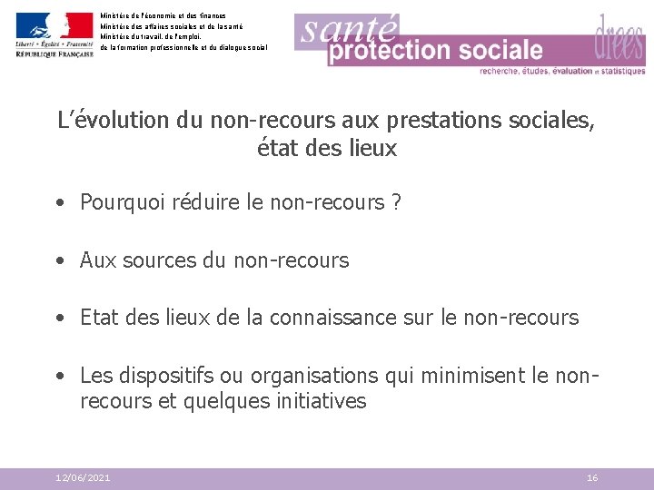 Ministère de l'économie et des finances Ministère des affaires sociales et de la santé