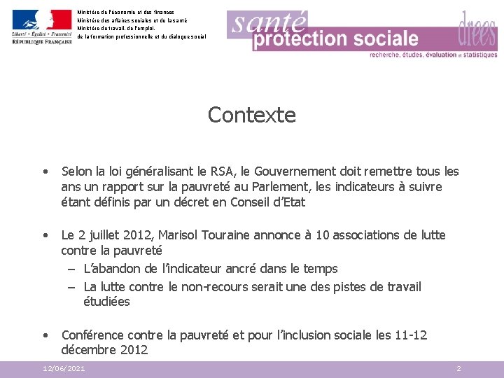 Ministère de l'économie et des finances Ministère des affaires sociales et de la santé
