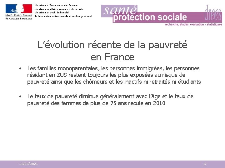 Ministère de l'économie et des finances Ministère des affaires sociales et de la santé