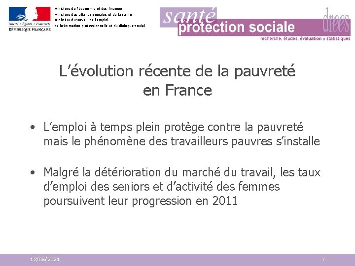 Ministère de l'économie et des finances Ministère des affaires sociales et de la santé