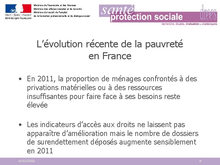 Ministère de l'économie et des finances Ministère des affaires sociales et de la santé