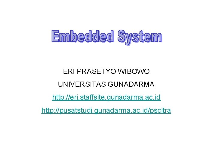 ERI PRASETYO WIBOWO UNIVERSITAS GUNADARMA http: //eri. staffsite. gunadarma. ac. id http: //pusatstudi. gunadarma.