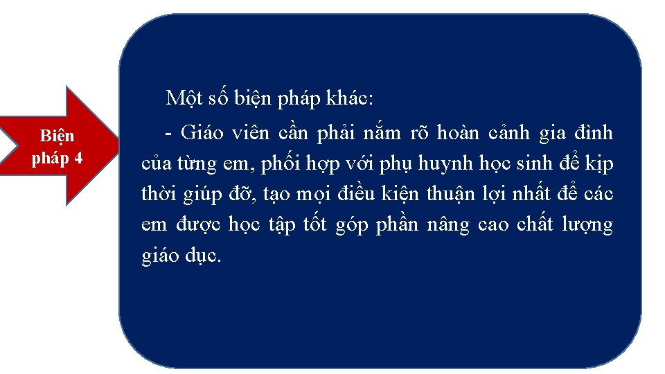 Một số biện pháp khác: Biện pháp 4 - Giáo viên cần phải nắm