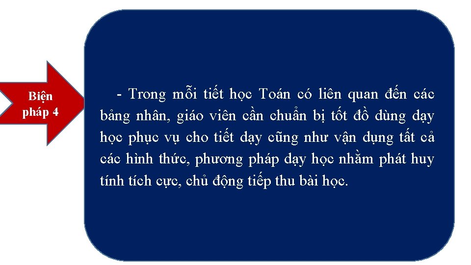 Biện pháp 4 - Trong mỗi tiết học Toán có liên quan đến các