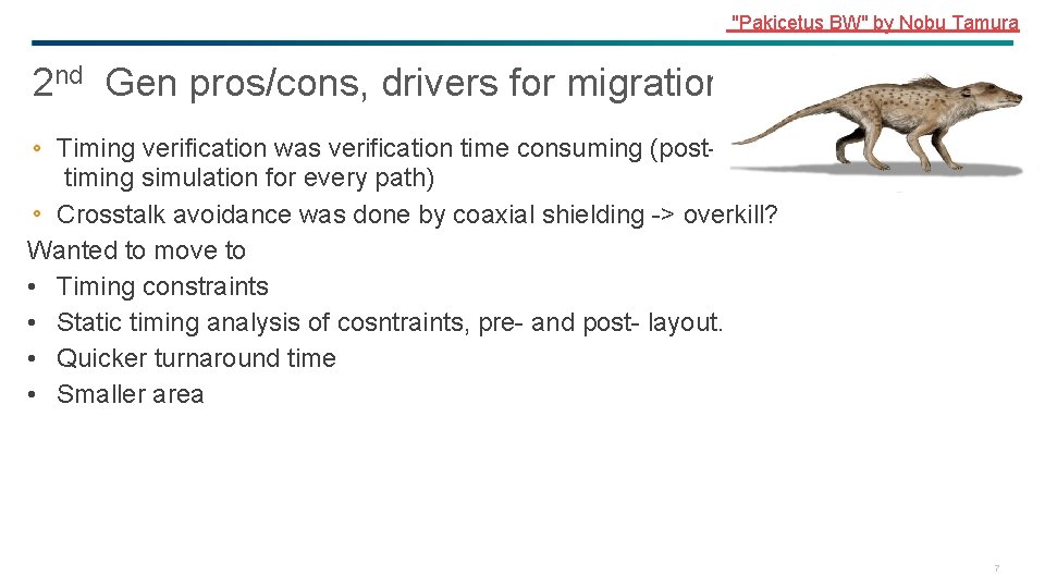 "Pakicetus BW" by Nobu Tamura 2 nd Gen pros/cons, drivers for migration Timing verification