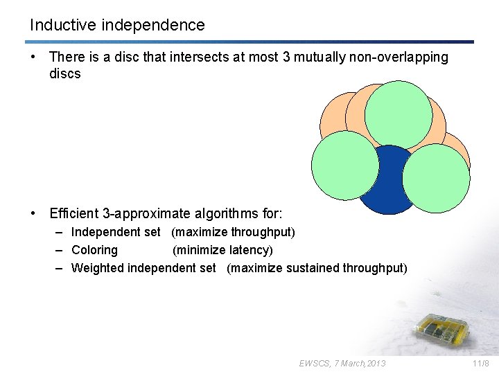 Inductive independence • There is a disc that intersects at most 3 mutually non-overlapping