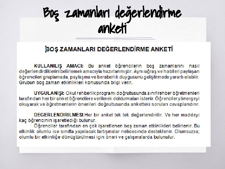 Boş zamanları değerlendirme anketi ▧ Boş zamanları değerlendirme anketi ▧