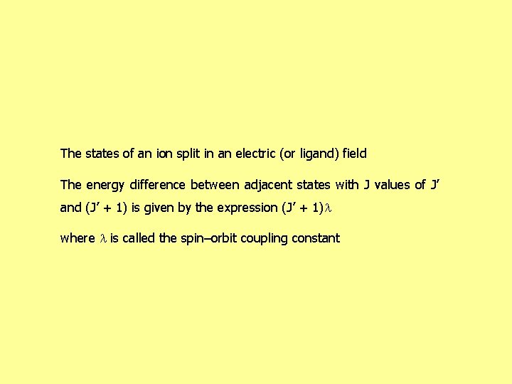 The states of an ion split in an electric (or ligand) field The energy