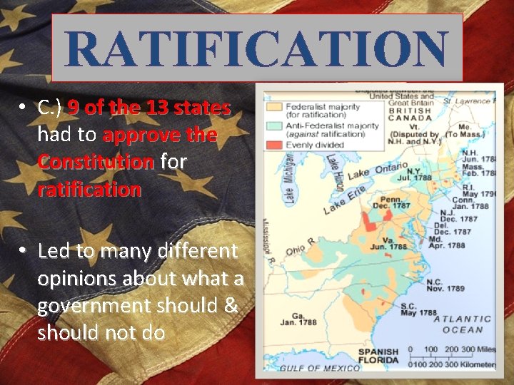 RATIFICATION • C. ) 9 of the 13 states had to approve the Constitution