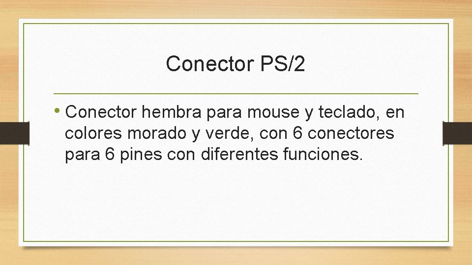 Conector PS/2 • Conector hembra para mouse y teclado, en colores morado y verde,