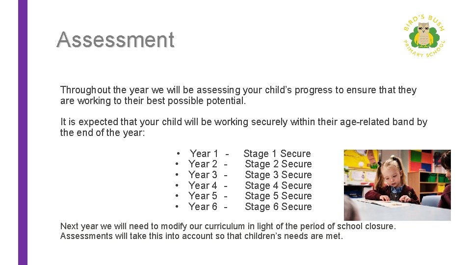 Assessment Throughout the year we will be assessing your child’s progress to ensure that