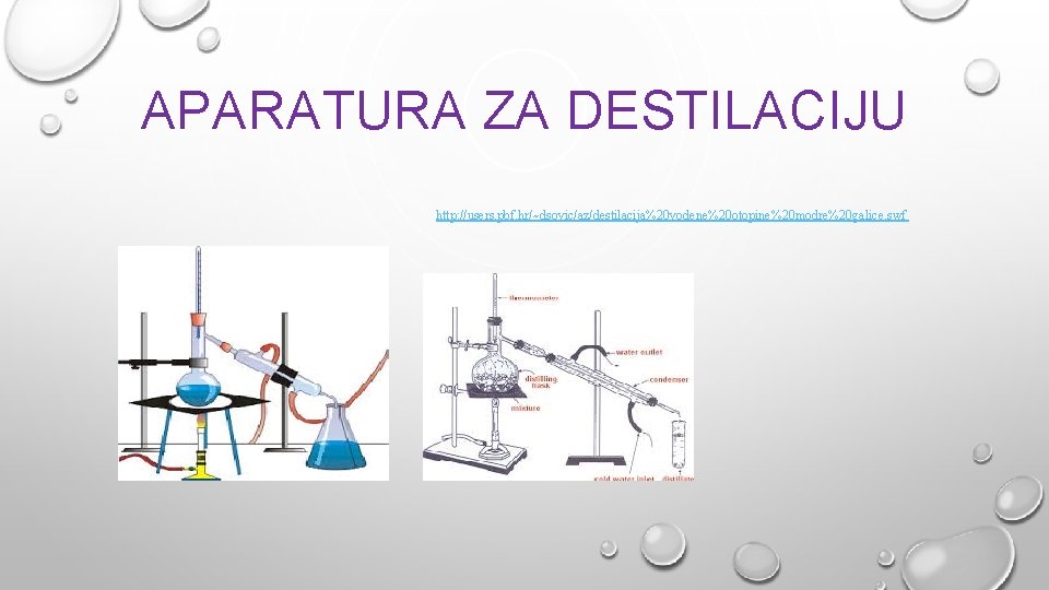 APARATURA ZA DESTILACIJU http: //users. pbf. hr/~dsovic/az/destilacija%20 vodene%20 otopine%20 modre%20 galice. swf 