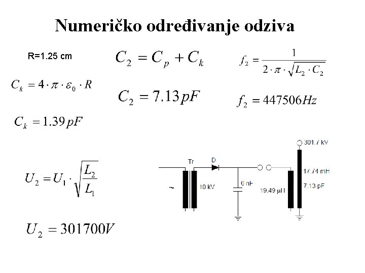 Numeričko određivanje odziva R=1. 25 cm Numeričko određivanje odziva R=1. 25 cm